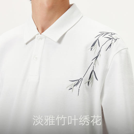 gxg.jeans男装 白色新中式质感绣花翻领短袖t恤polo衫 25年夏热卖 商品图4