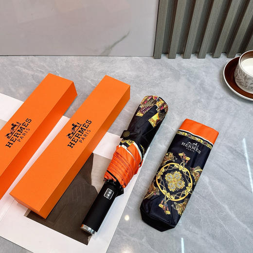 夏季特惠💰220 爱马仕 三折防晒睛雨伞 夏季新款 全自动折叠晴雨伞 商品图5