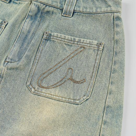 GOODBAI 23编号logo标前片口袋牛仔半身短裙 商品图3