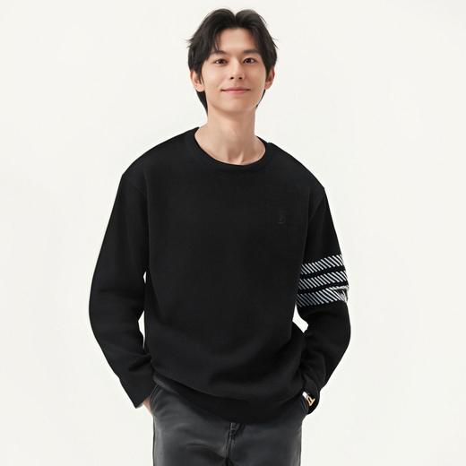 gxg.jeans男装 黑色撞色设计雪尼尔圆领毛衣针织衫男 25年春热卖 商品图1