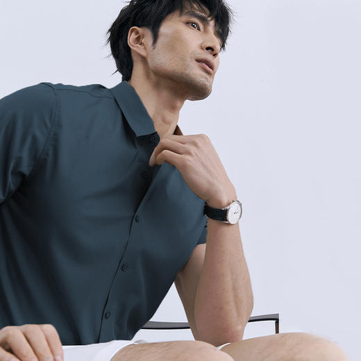 SIMU轻奢夏季免烫衬衫 短袖款商务衬衫，休闲防晒短衬 商品图8