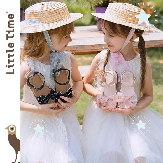 littletime女童凉鞋2025夏新款儿童洋气时尚蝴蝶结公主鞋沙滩鞋 商品图1