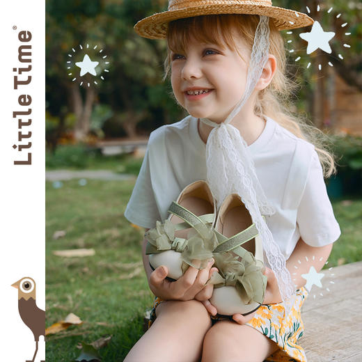 littletime女童皮鞋2025春新款儿童洋气时尚蝴蝶结公主鞋芭蕾舞鞋 商品图0