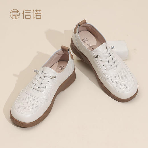 信诺妈妈鞋2025新款夏季真皮舒适软底透气中老年单鞋运动休闲鞋女5C2023-11T 商品图7