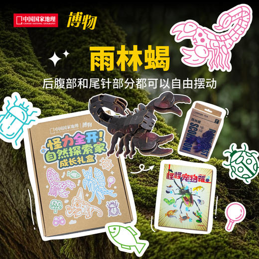 2025年博物六一礼盒  《怪怪宠物箱》1本+拼插纸模1个，拼插纸模有三种款式，变色龙，蝎，螳螂 商品图1