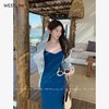 西遇吊带连衣裙女新款宽肩带修身纯欲包臀后妈裙长裙SS150094/SS150229 商品缩略图6