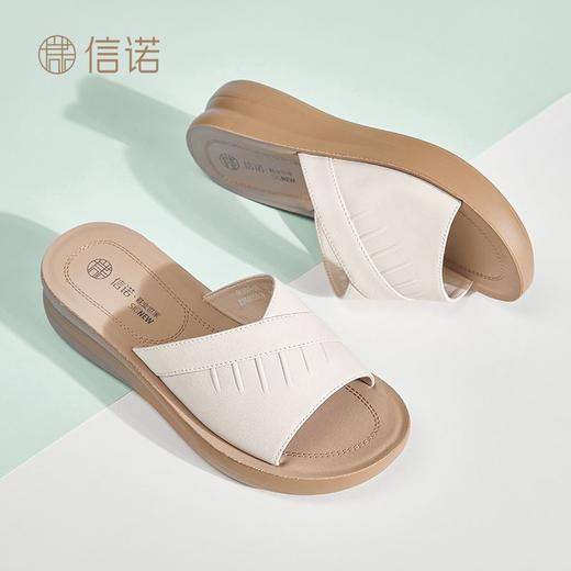 信诺牛皮女鞋凉拖鞋女2025夏季新款时尚气质软底轻便外穿凉鞋女5L950-36 商品图8