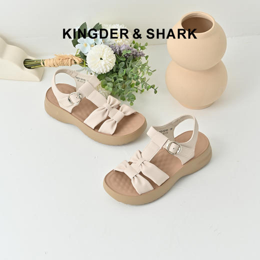 经典鲨2025年夏季新品百搭厚底露趾舒适平底通勤休闲凉鞋女KW233-529101 商品图0