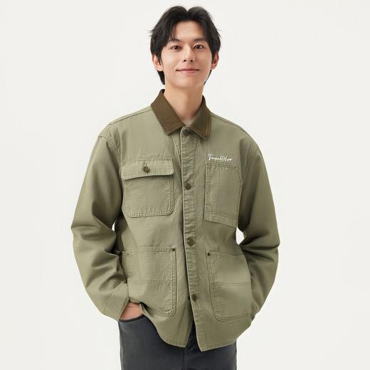 gxg.jeans男装 卡其色灯芯绒拼接巴恩风牛仔夹克外套男 25春热卖 商品图1
