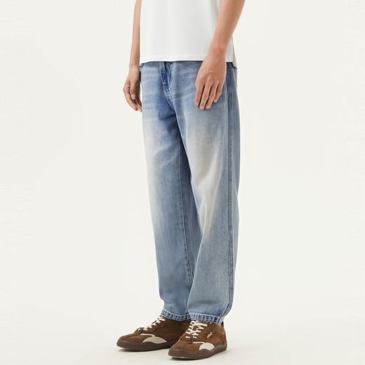 gxg.jeans男装 蓝色水洗简约基础宽松直筒牛仔长裤男 25年夏热卖 商品图4