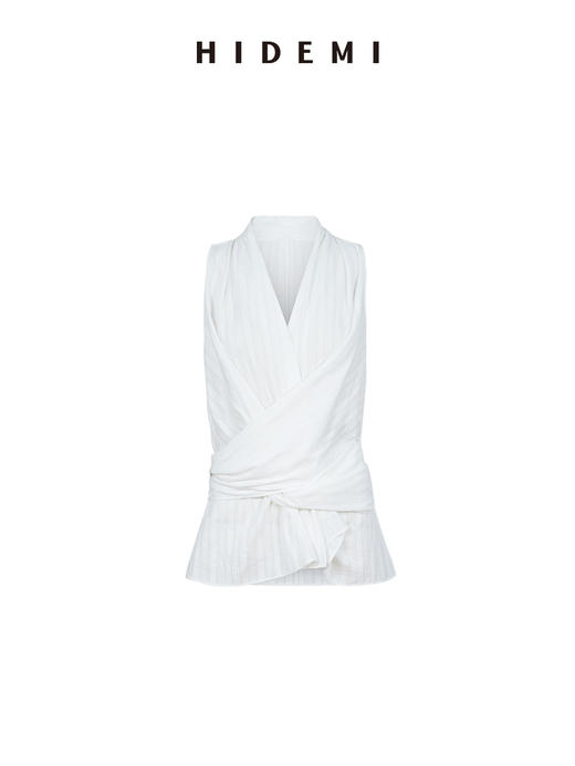 HIDEMI度假系列艺术感浮雕面料不规则剪裁绑带设计感一衣多穿上衣裙裤套装 上衣/裙裤 商品图11