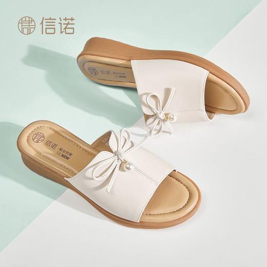 信诺妈妈一字拖女士真皮头层牛皮沙滩鞋凉拖鞋女外穿夏季新款5L368-18 商品图9