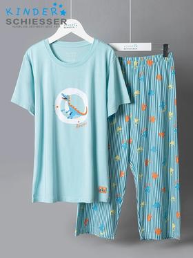 【萌动恐龙莫代尔】SCHIESSER德国舒雅儿童睡衣春夏新款莫代尔七分裤男童家居服3B/24354H