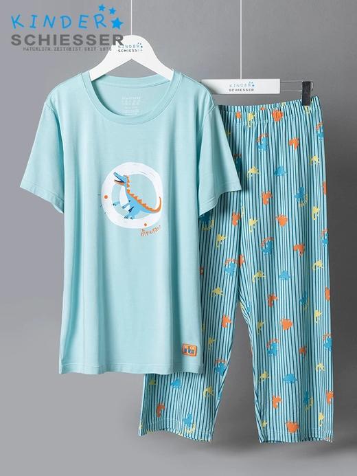 【萌动恐龙莫代尔】SCHIESSER德国舒雅儿童睡衣春夏新款莫代尔七分裤男童家居服3B/24354H 商品图0