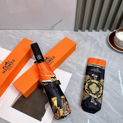 夏季特惠💰220 爱马仕 三折防晒睛雨伞 夏季新款 全自动折叠晴雨伞 商品图7