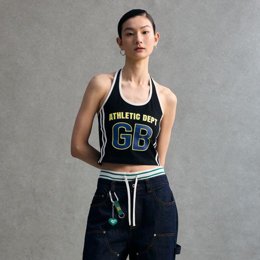 GOODBAI athletic GB logo撞色印花织带挂脖背心 商品图0