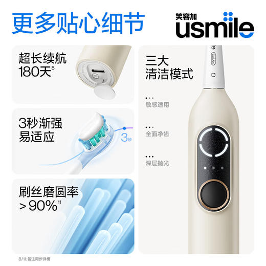 USMILE 笑容加笑容加电动牙刷P10PROMAX 超长续航 漏刷提醒  二代净齿动力 送礼佳品 节日礼物 商品图3