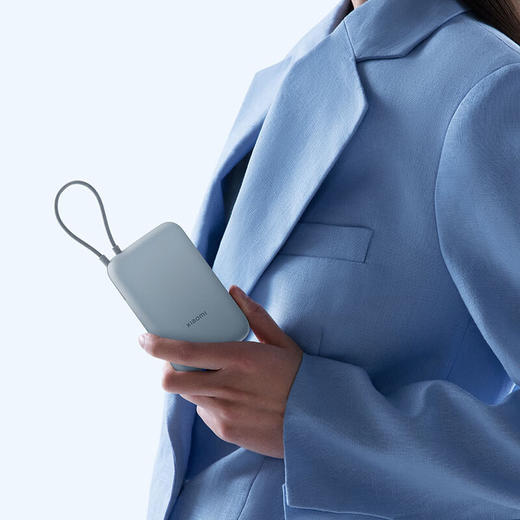 小米（MI）小米充电宝移动电源 10000  自带线双向快充口袋版 电源 灰蓝色 商品图3