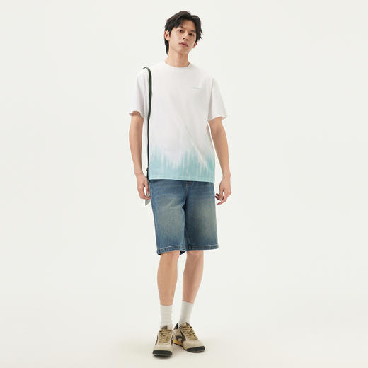 gxg.jeans男装 白色渐变设计潮流时尚宽松圆短袖T恤男生 25夏热卖 商品图3