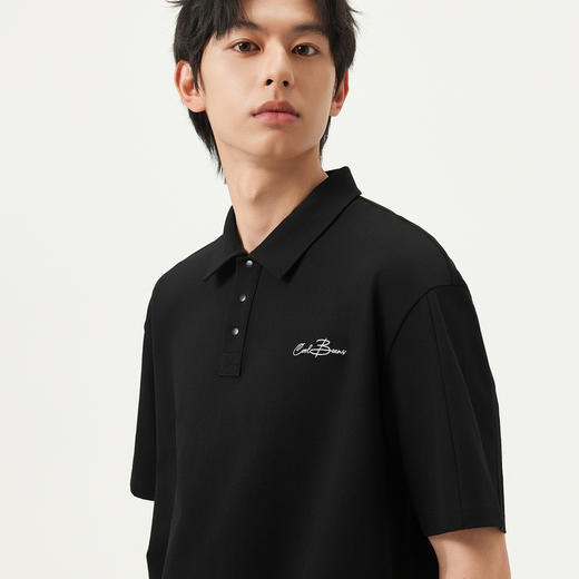 gxg.jeans男装 双色拼接设计字母绣花休闲短袖POLO衫男 25夏热卖 商品图4