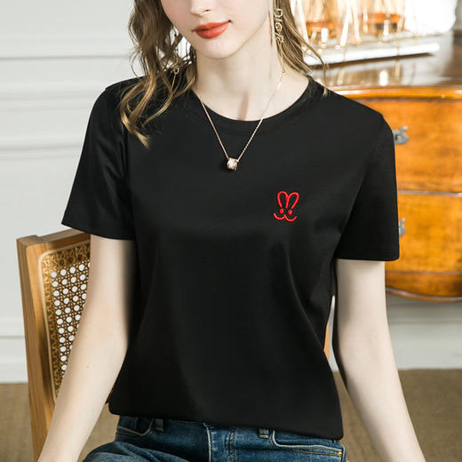 「自」全新升级【铂金会员109/天猫139/差价30】(34557)洛诗琳80S丝光棉t恤2025夏季冰感圆领精棉液氨短袖上衣女 商品图2