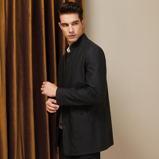 XB1098202 雪豹 真皮皮衣男薄羽绒内胆哑光头层牛皮中长款立领风衣 商品图2