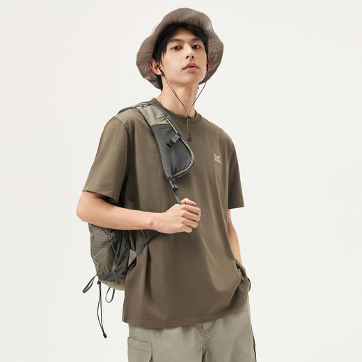 gxg.jeans男装  棕色字母绣花休闲宽松圆领短袖T恤男 25年夏热卖 商品图1