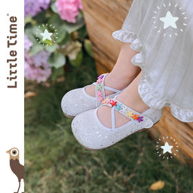 littletime女童鞋2025春新款儿童洋气时尚海洋星空公主鞋水晶鞋