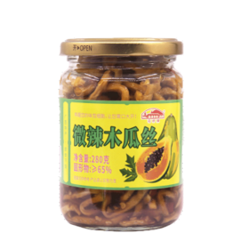 花桥牌微辣木瓜丝 调味品 下饭菜榨菜咸菜酱菜香辣木瓜条 280g*1瓶 /粮油调味 /调味品 /榨菜/酱腌菜