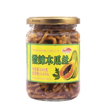 花桥牌微辣木瓜丝 调味品 下饭菜榨菜咸菜酱菜香辣木瓜条 280g*1瓶 /粮油调味 /调味品 /榨菜/酱腌菜 商品图0