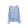 绽放296朵/【入蓝系列】进口棉和纸纱蓝灰渐变圆领卷边套头针织衫 商品缩略图4