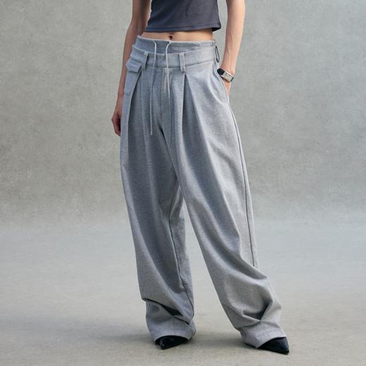 GOODBAI 23编号logo印花茧形双折高腰休闲卫裤 商品图0