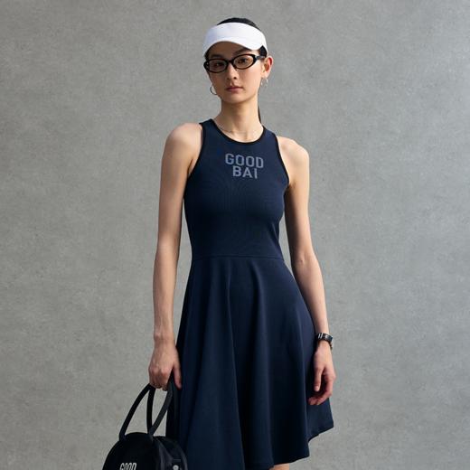 GOODBAI 粗体logo撞色印花拼接不规则下摆工字背心连衣裙 商品图0