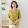 CH25039中年妈妈夏装棉麻套装2025新款中老年宽松短袖气质绣上衣 商品缩略图1