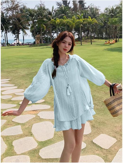 ✨真的很难拒绝波西米亚风啊巨出片❗ 【天丝波西米亚度假风套装】整套版型宽松，遮胯显瘦，妥妥的梨形身材救星！ 商品图6