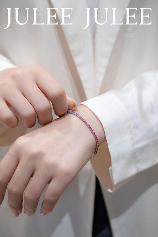 JULEEJULEE茱俪珠宝 18K白金精切彩蓝宝石手链 商品图4