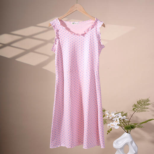 爱帝&温馨品牌女式透气棉夏季薄款短袖印花背心裙 商品图6