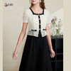 司歌假两件黑白短袖显瘦连衣裙A911192X 商品缩略图1