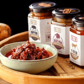 渡江宴 全家福肉酱组合 牛肉瘦肉酱拌饭拌面酱炒菜调味酱 180g*3瓶 /粮油调味 /调味品 /中式酱料 商品图1