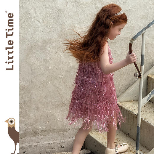 littletime女童连衣裙2025夏新款儿童洋气时尚流苏背心公主裙 商品图4