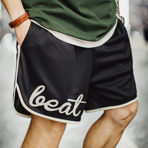 马登工装美式黑色双层网眼短裤篮球高街运动风透气沙滩四分裤男夏 商品图4