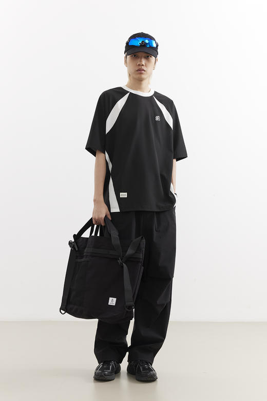 吃茶去chichaqu25速干弹力拼色插肩袖短袖T恤轻薄凉感户外运动 商品图2