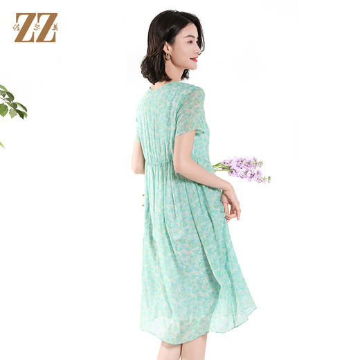佐尔美夏季新款气质优雅时尚桑蚕丝短袖连衣裙女E32LS47 商品图4