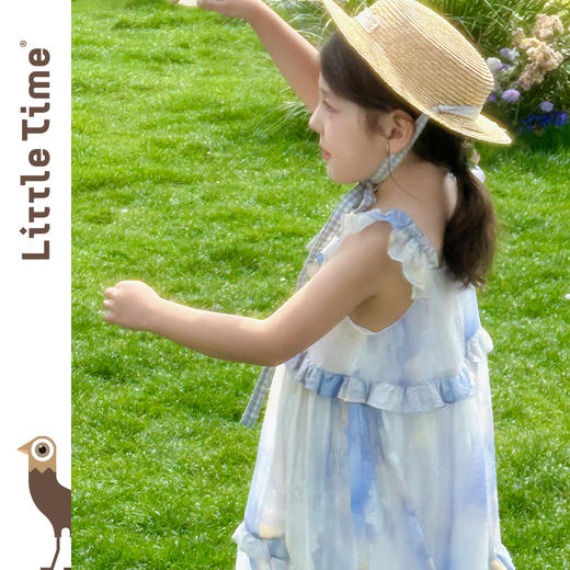 littletime女童连衣裙2025夏新款儿童洋气时尚印花无袖背心公主裙 商品图4