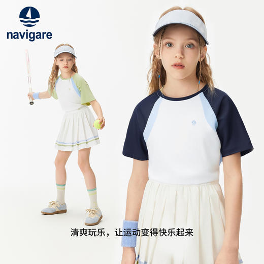 【纳维凯尔】【UPF50+速干】【120-165】Navigare意大利小帆船女童短袖T恤 商品图3