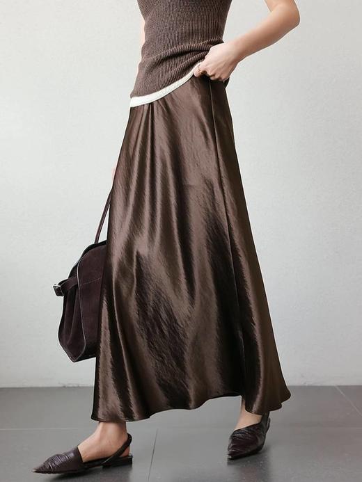 醋酸缎面鎏光垂感半身裙轻盈雾光暗纹A版大长优雅气质显瘦 商品图5