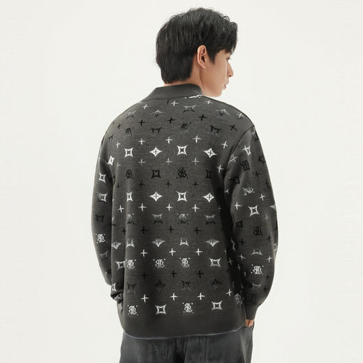 gxg.jeans男装 绿色满身老花时尚开襟毛衣针织衫男 25年春热卖 商品图4