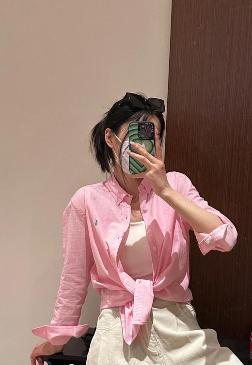 RL芯片款拉夫亚麻马标刺绣老钱风棉麻衬衣 商品图4