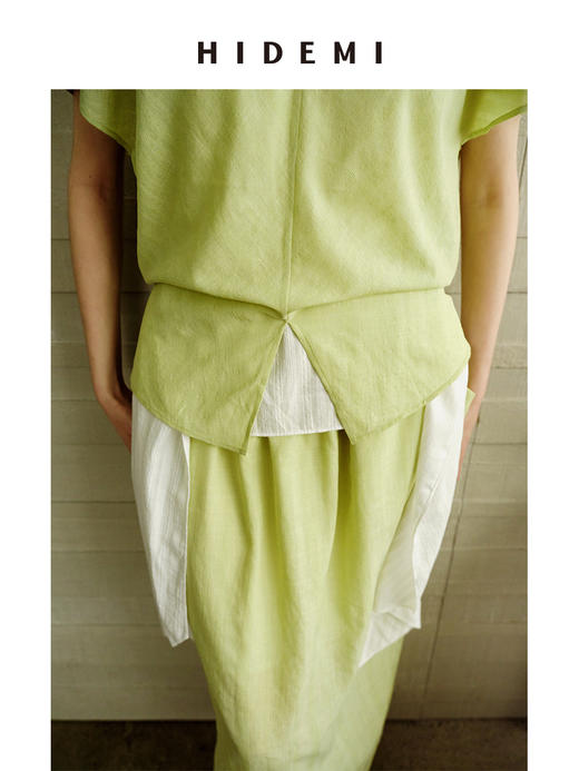 HIDEMI 度假系列多巴胺奶油绿立体斜裁设计感上衣半裙套装 商品图6