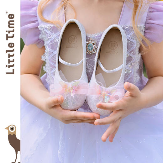 littletime女童鞋2025春新款儿童洋气时尚蝴蝶结公主鞋水晶鞋 商品图4